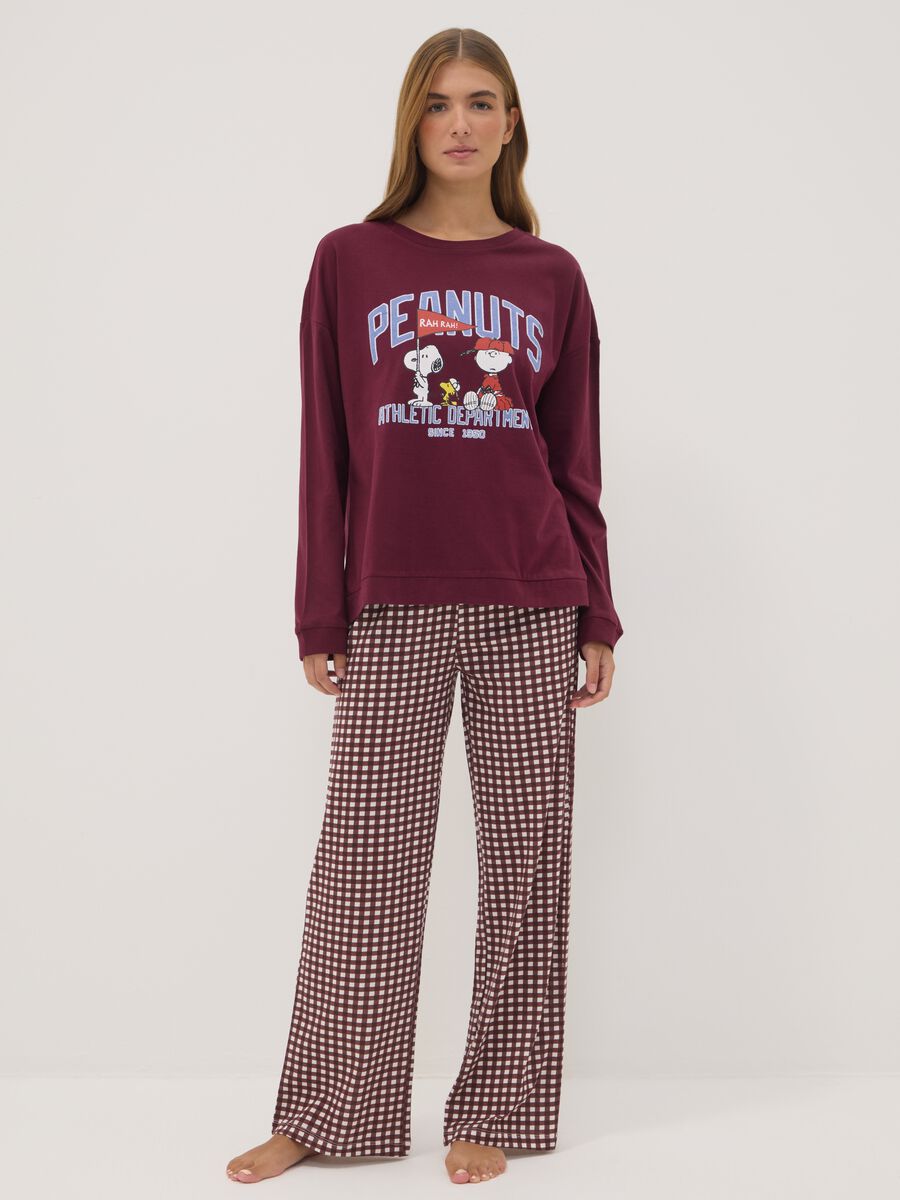 Maglia pigiama viola in puro cotone con stampa Peanuts_1
