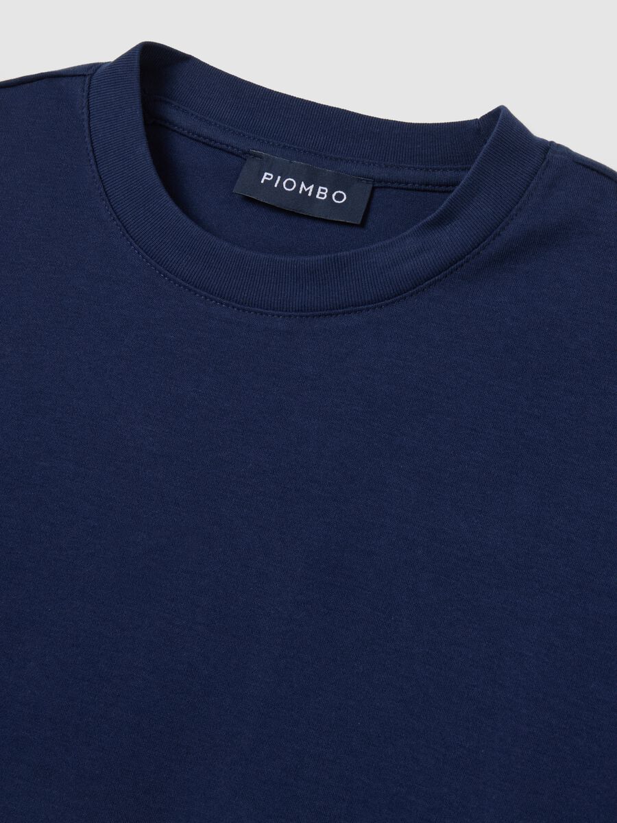 T-shirt in puro cotone blu regular fit_1