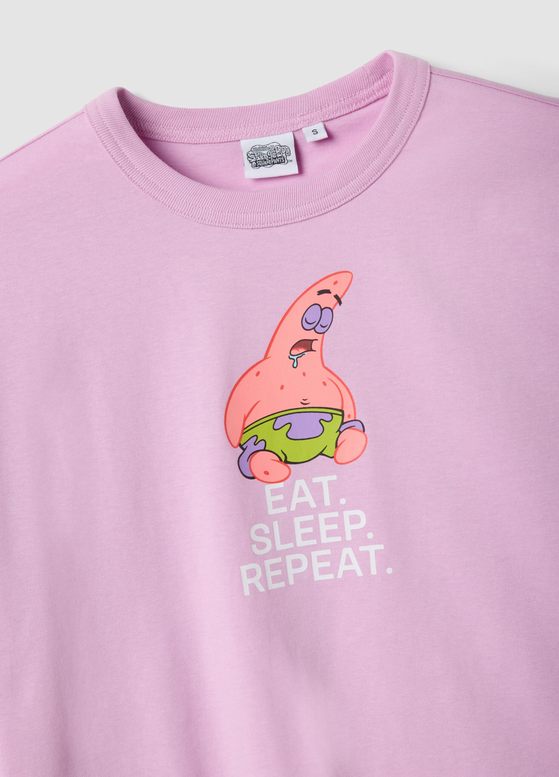 Regular fit pink pure cotton T-shirt with Patrick Star print