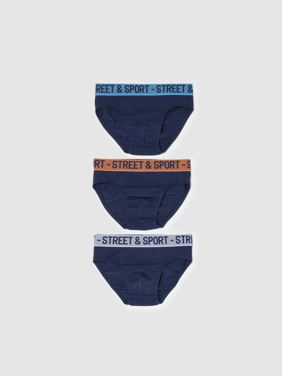 Tripack slip in cotone stretch con scritta _0