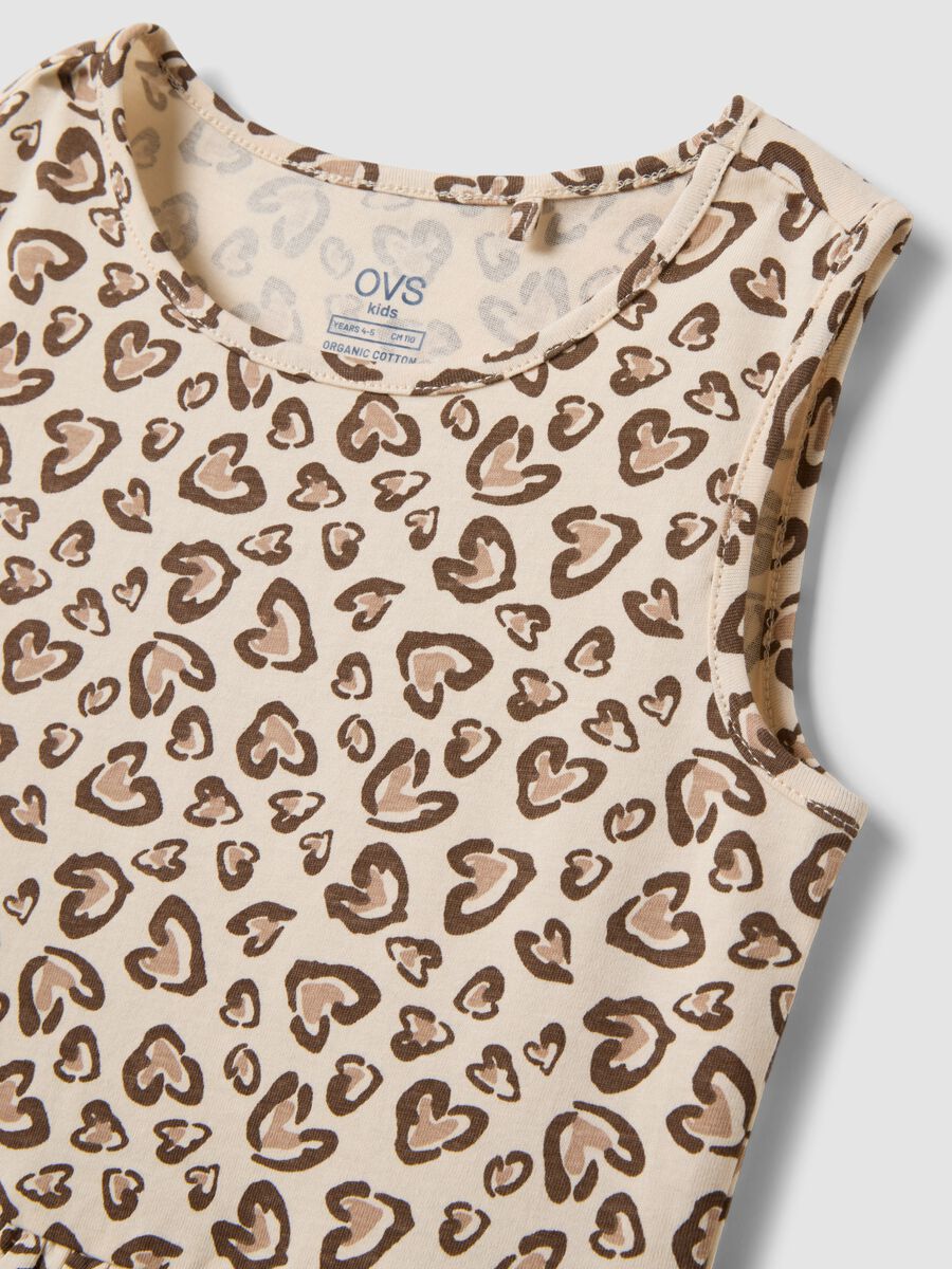 Beige pure cotton mini dress with heart print_2