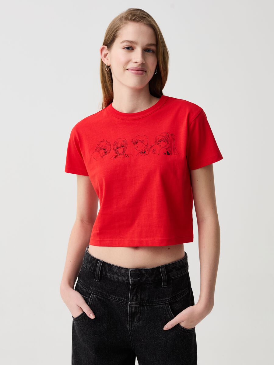 Crop T-shirt with Neon Genesis Evangelion print_0