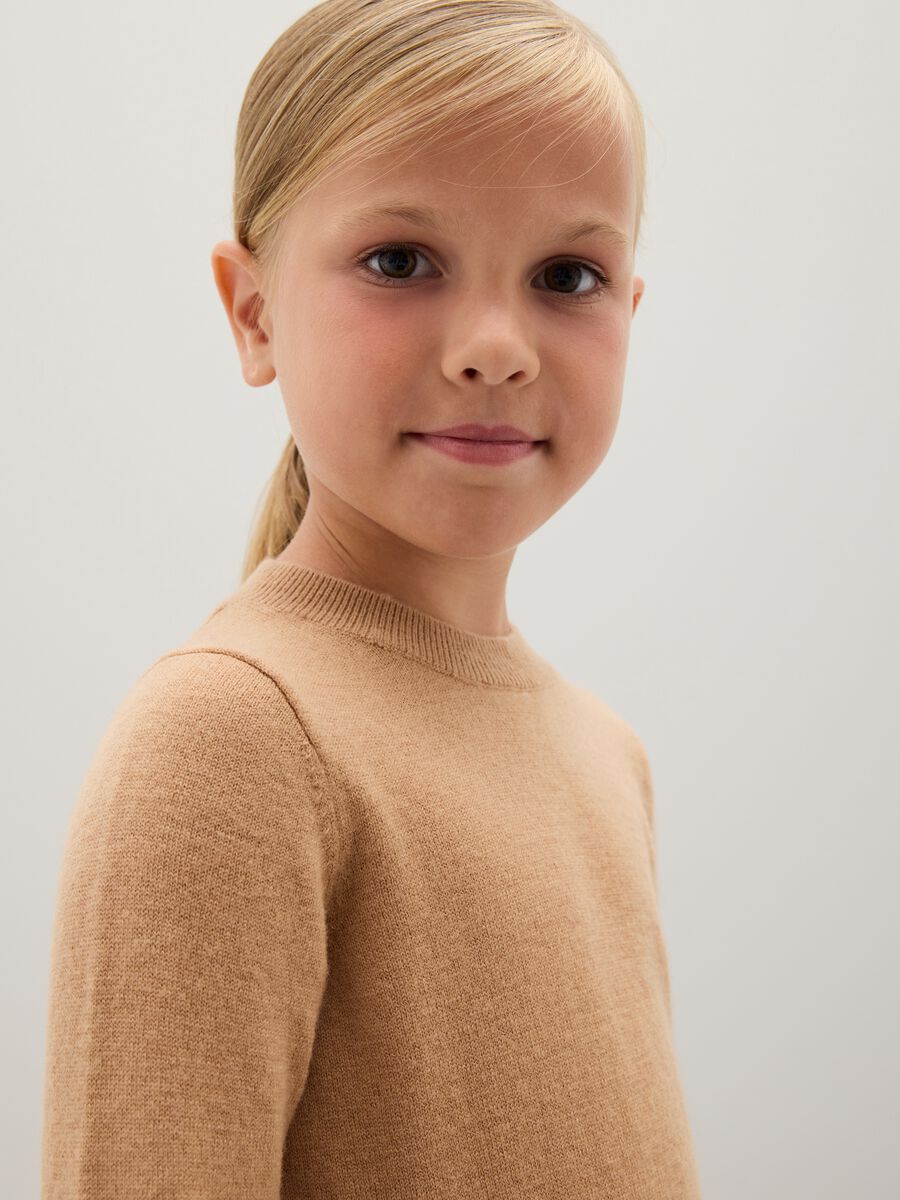 Brown Girl's Pure Wool Pullover _2