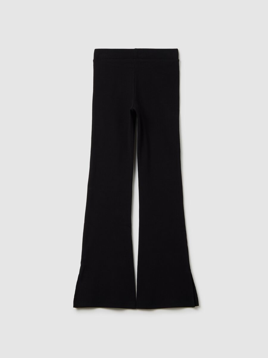 Girls' Black Flare Stretch Cotton Trousers_4
