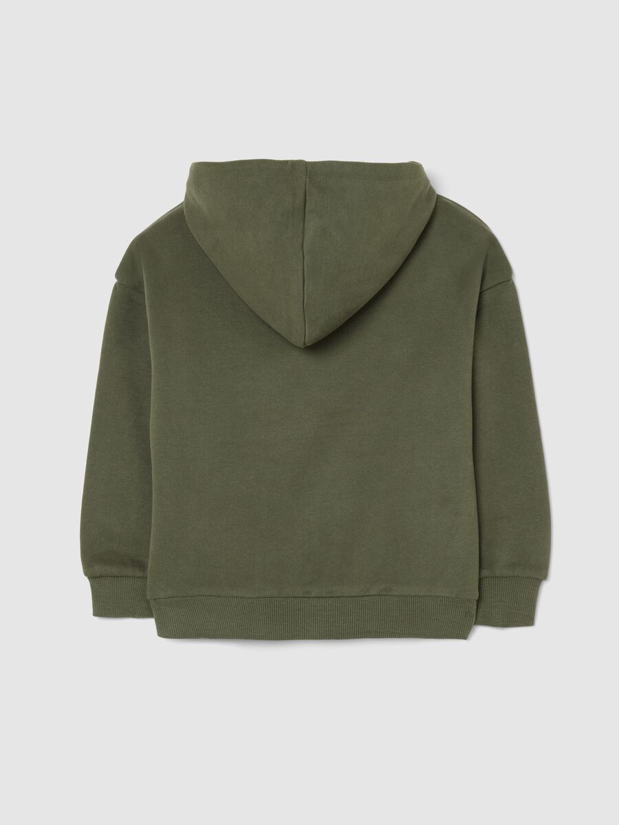 Felpa da bimbo in puro cotone verde regular fit con stampa e cappuccio_1
