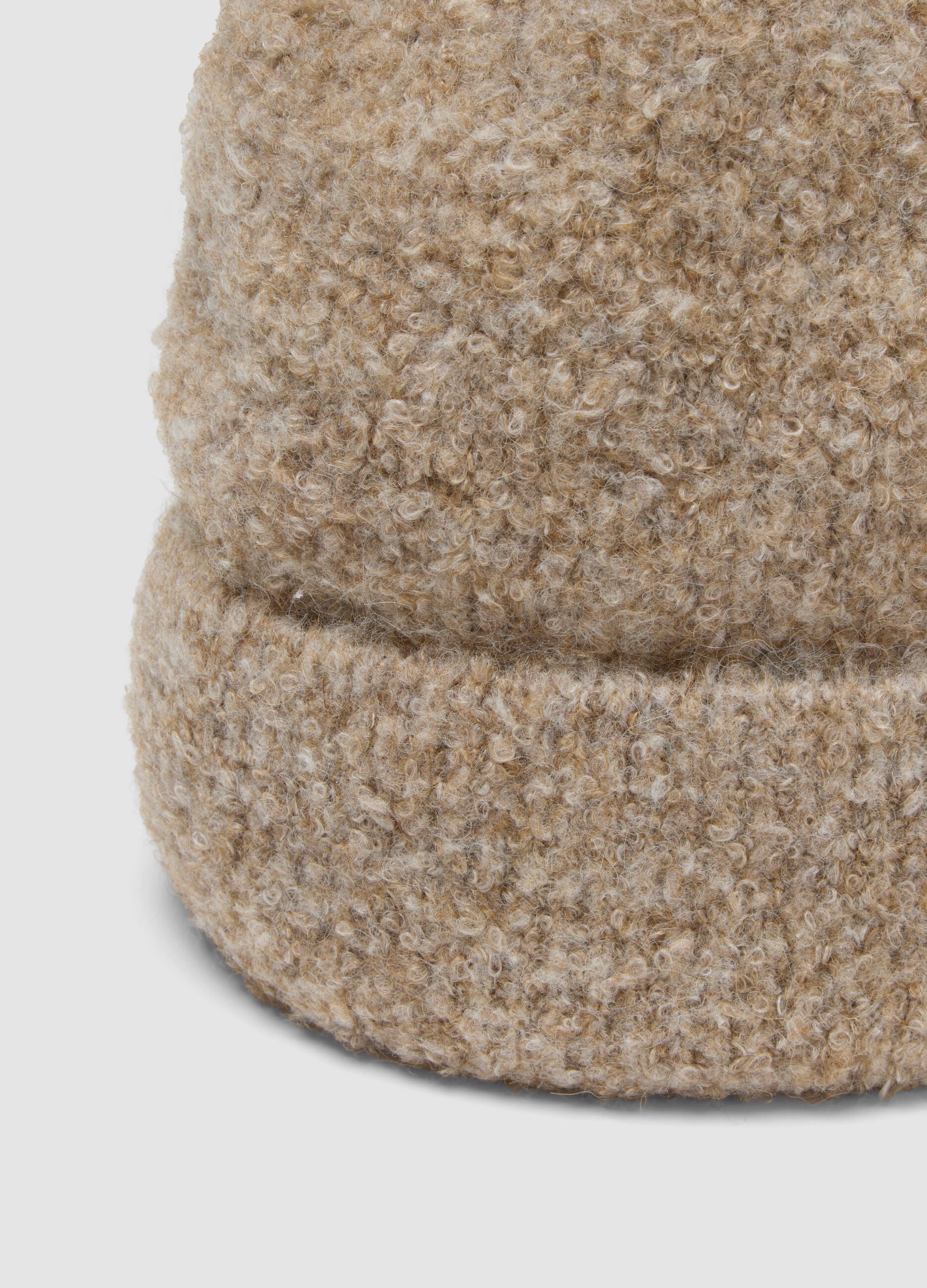 Beige stretch wool beanie