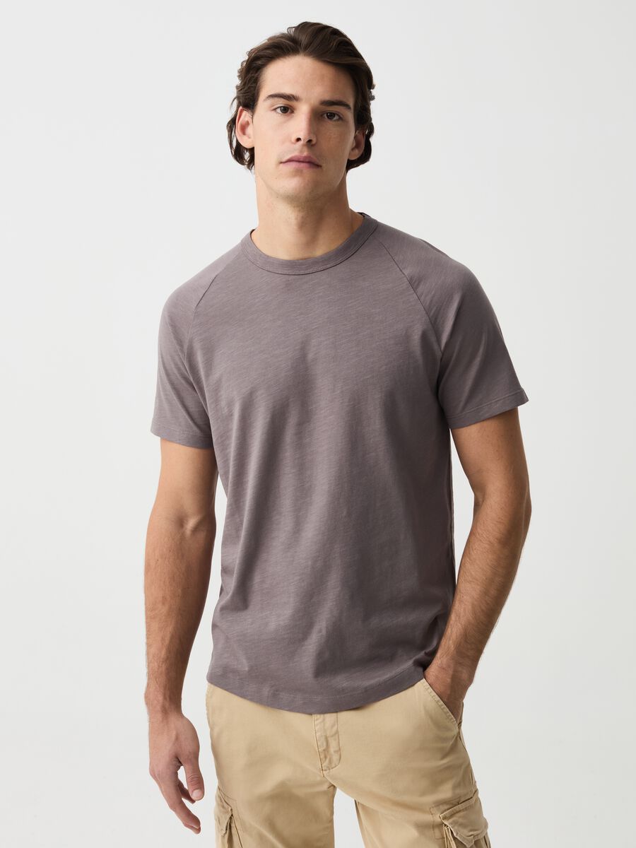 Slub jersey T-shirt with round neck_0