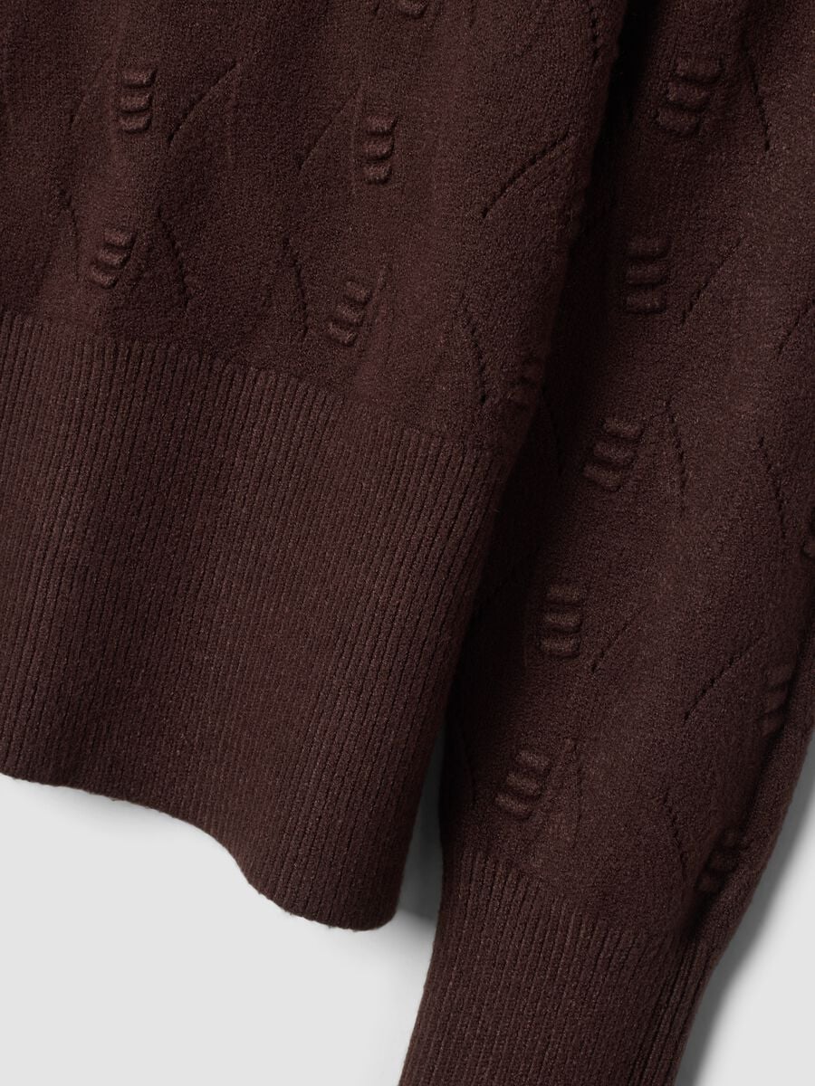 Brown openwork viscose-blend jumper, regular fit_1