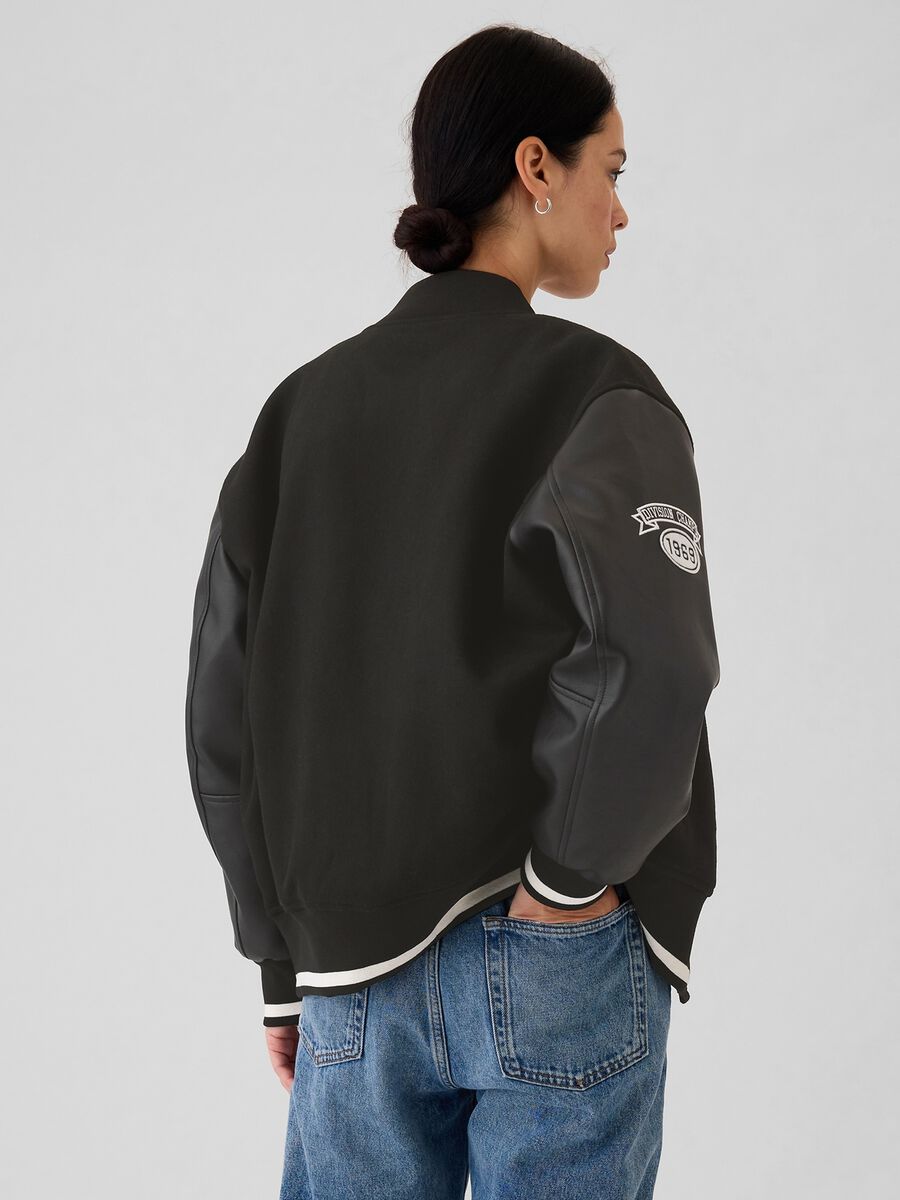 Varsity bomber jacket with glossy-effect sleeves_2
