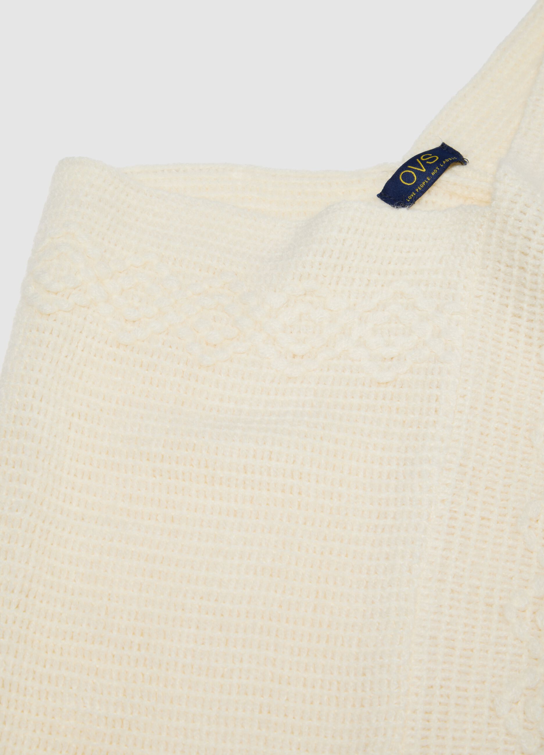 White pure acrylic poncho with fringes