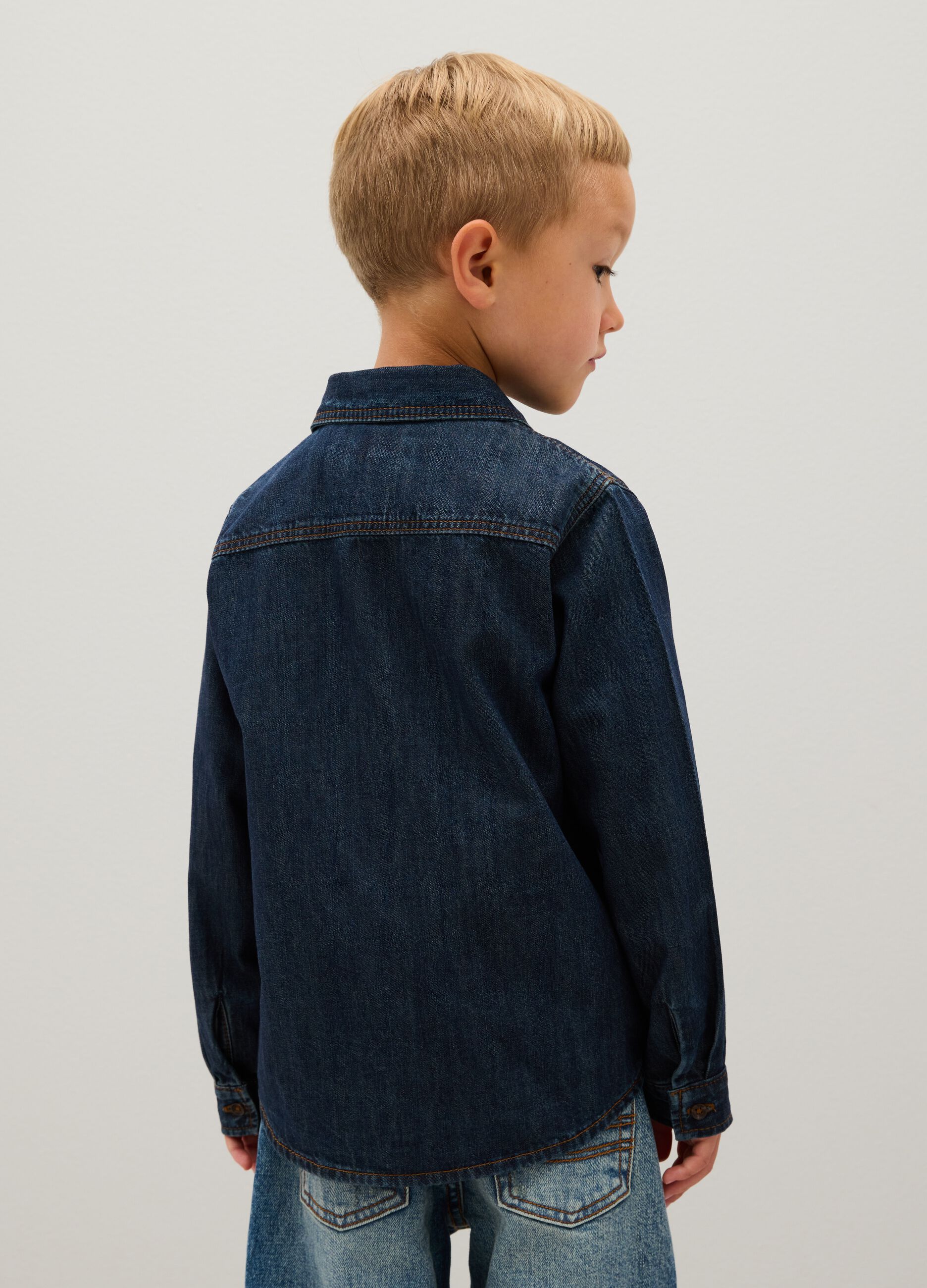 Children's denim shirt in pure cotton regular fit