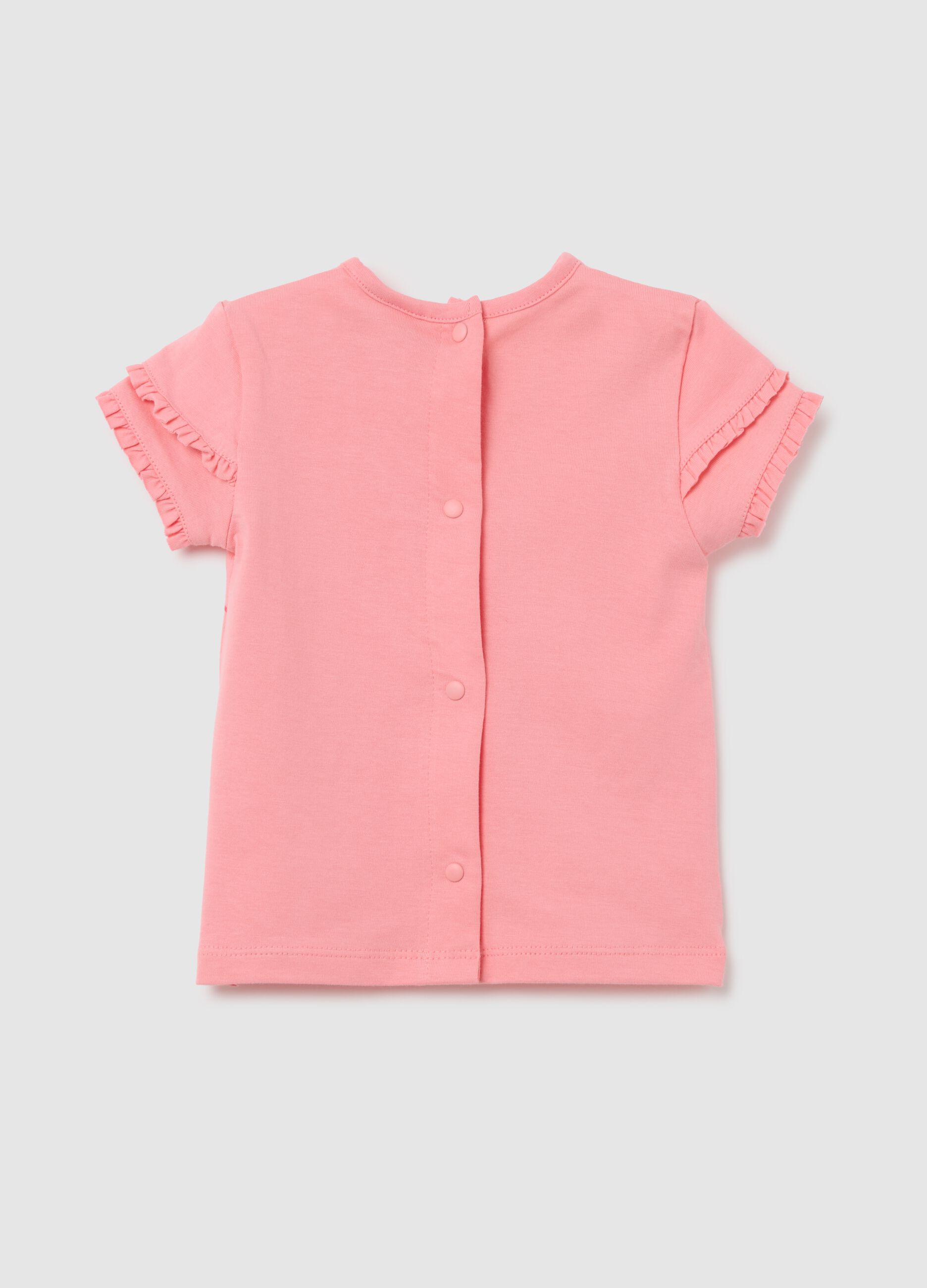 Pink pure cotton baby girl T-shirt with Disney print, regular fit