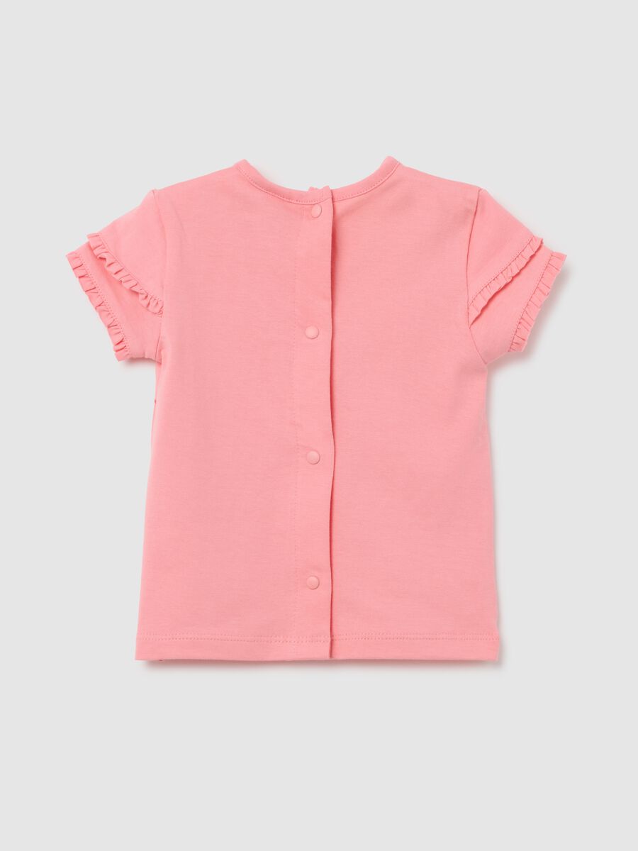 Pink pure cotton baby girl T-shirt with Disney print, regular fit_1