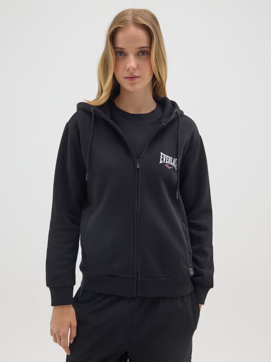 Black regular fit cotton blend sweatshirt_0