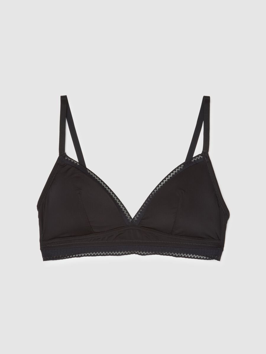 Reggiseno a triangolo nero in tessuto elasticizzato_0