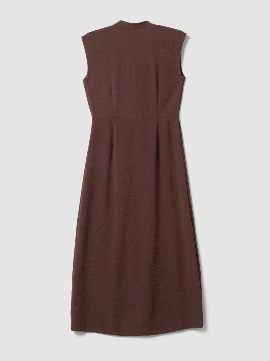 Long brown V-neck button-through dress, regular fit_5