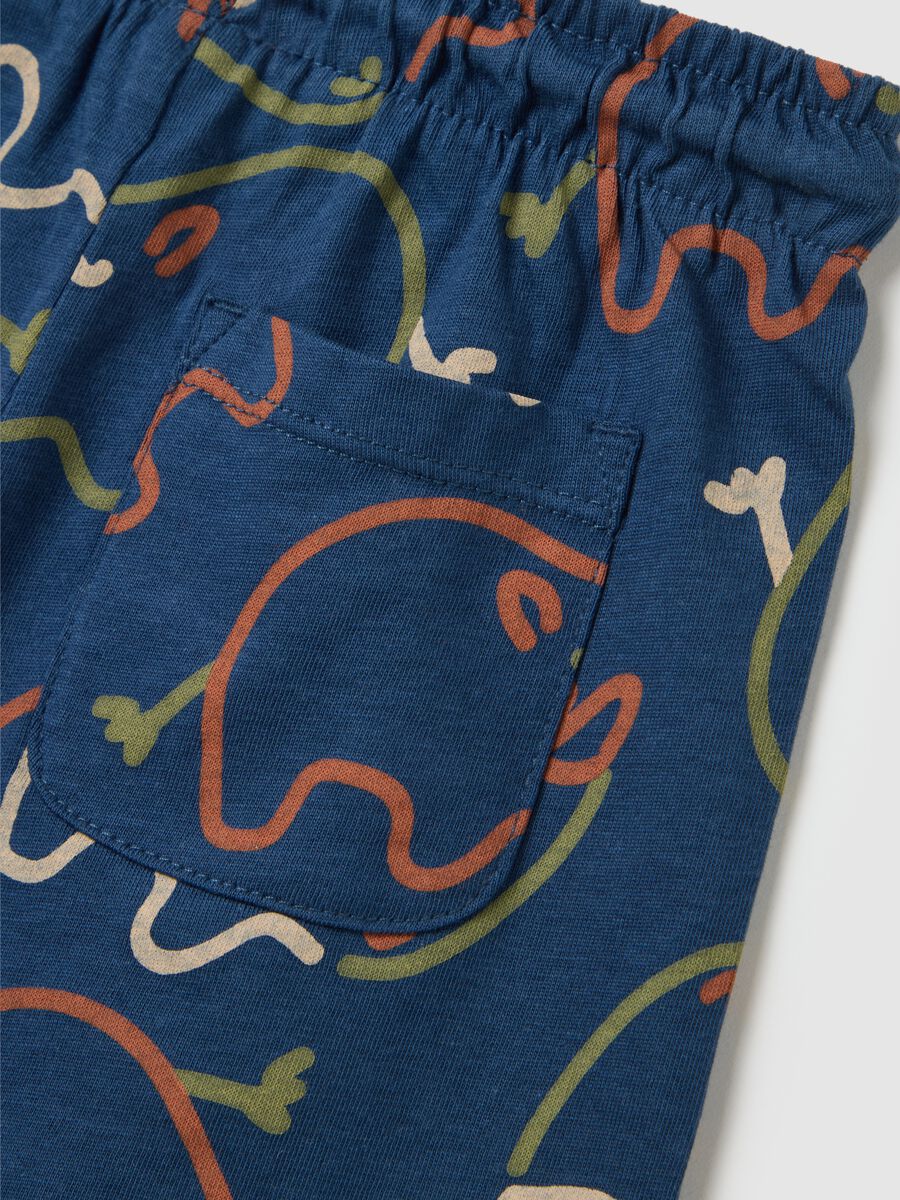 Children's blue pure cotton shorts regular fit with print_3