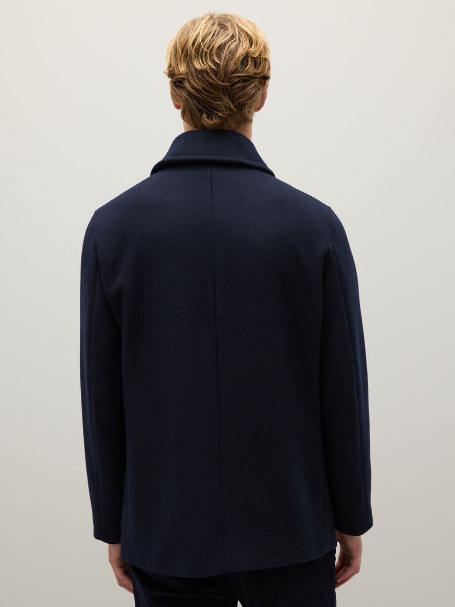 Blue regular fit wool blend jacket with zip_2