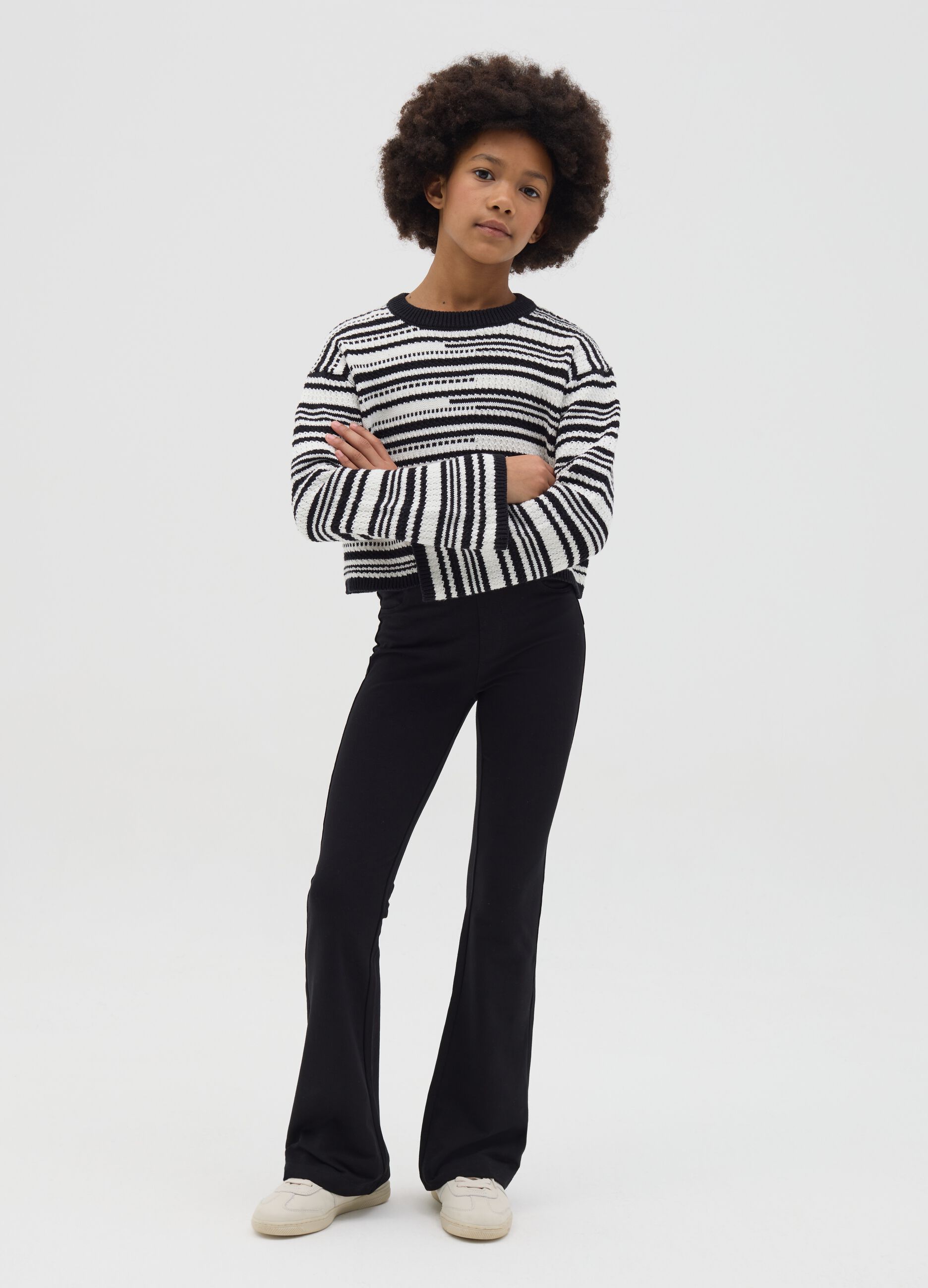 Flare-fit treggings in stretch cotton