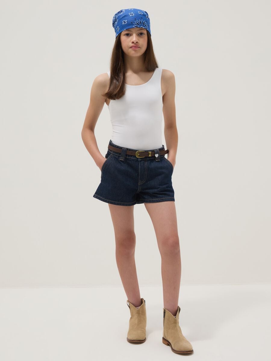 Blue denim shorts in pure cotton_0