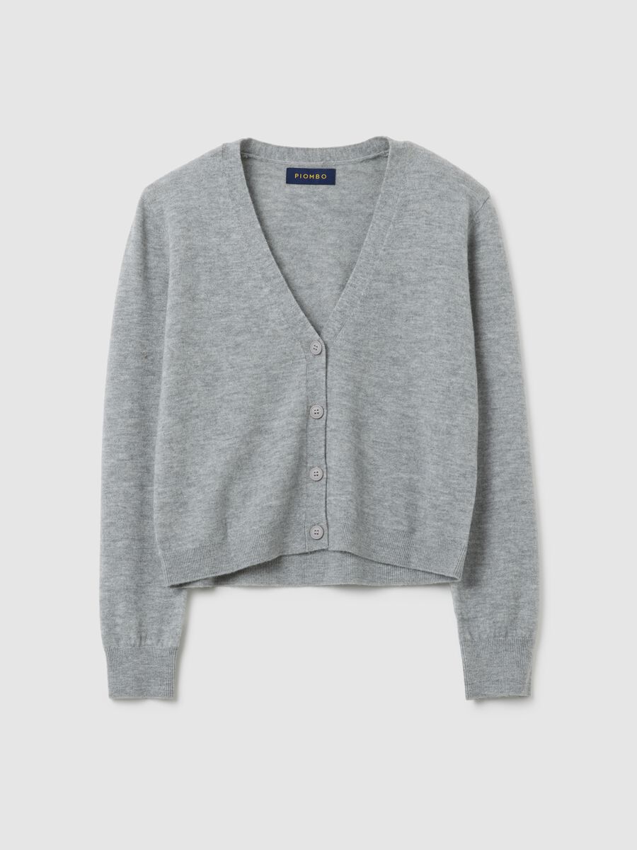 Cardigan grigio in pura lana_4