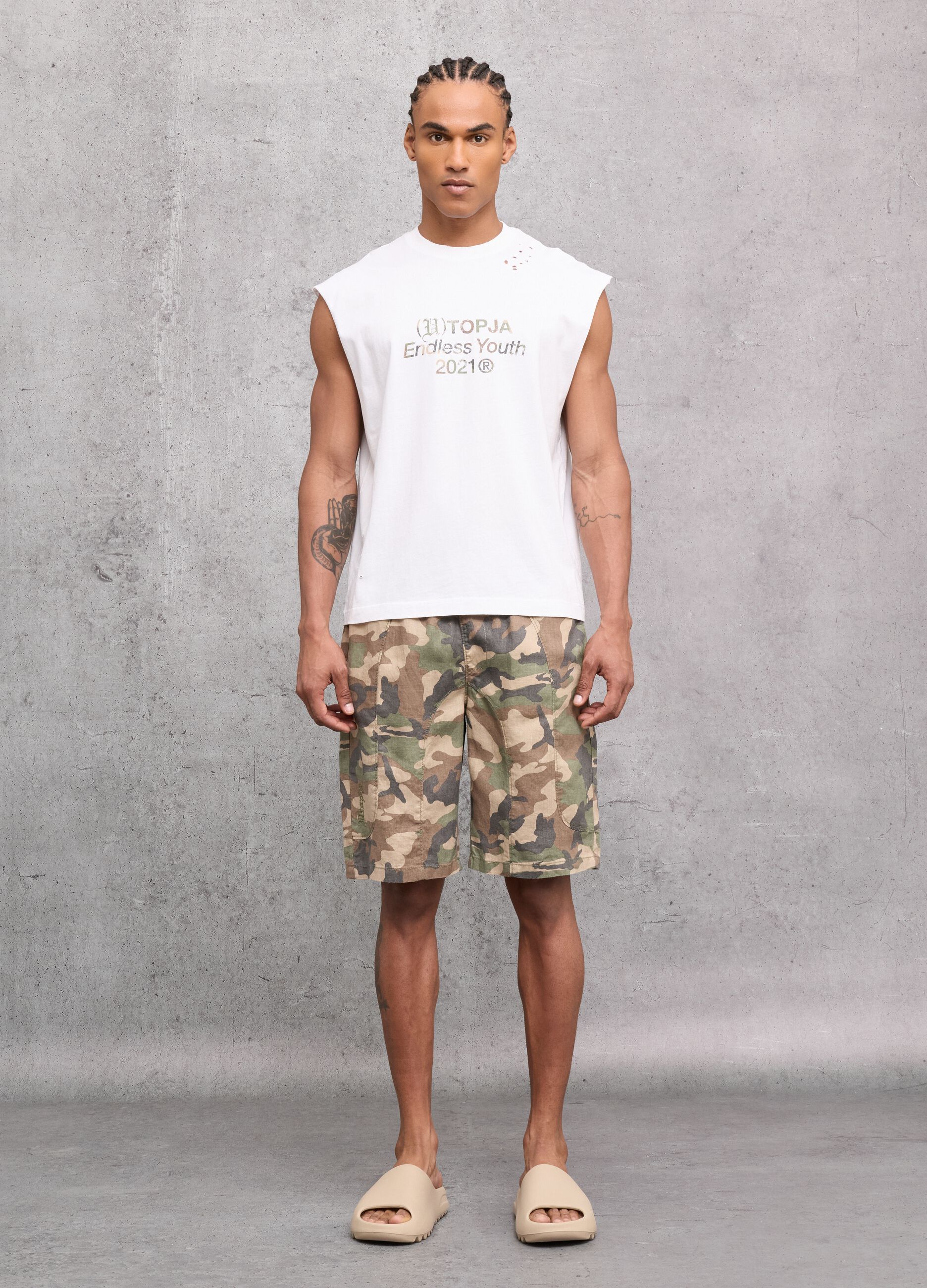 100% Linen Camo Shorts