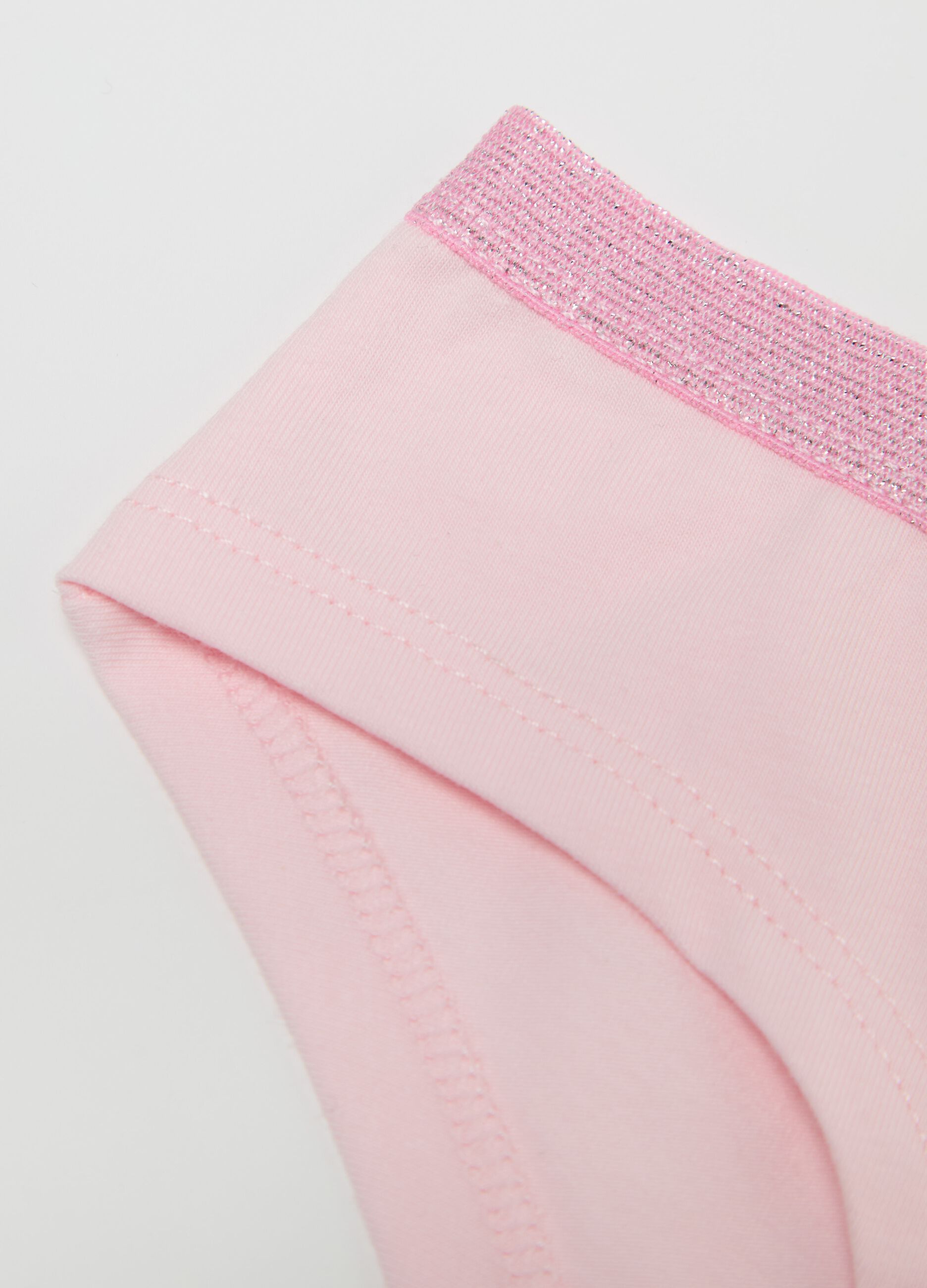 Stretch cotton knicker shorts with lurex and print