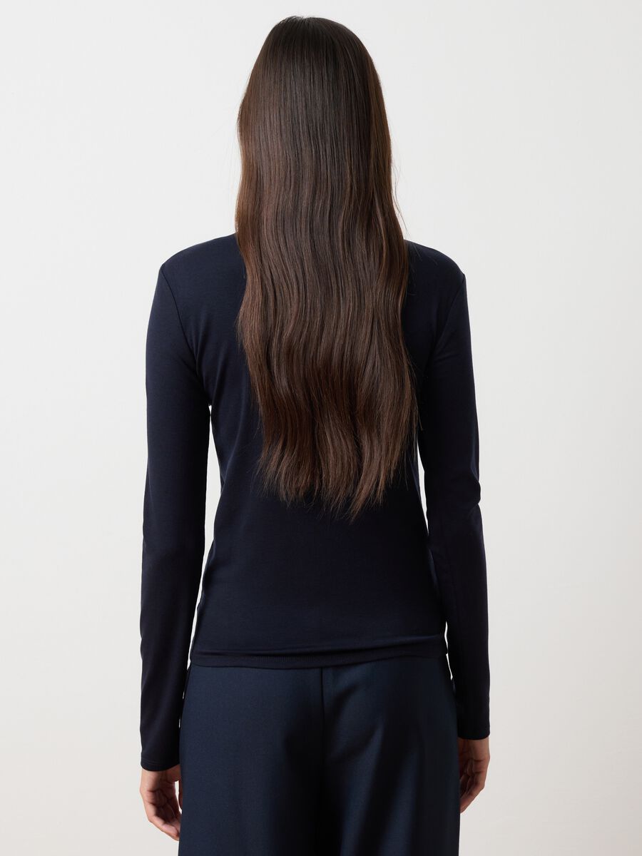 Maglia a collo alto blu regular fit_3