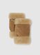 Beige fingerless gloves in genuine leather_0