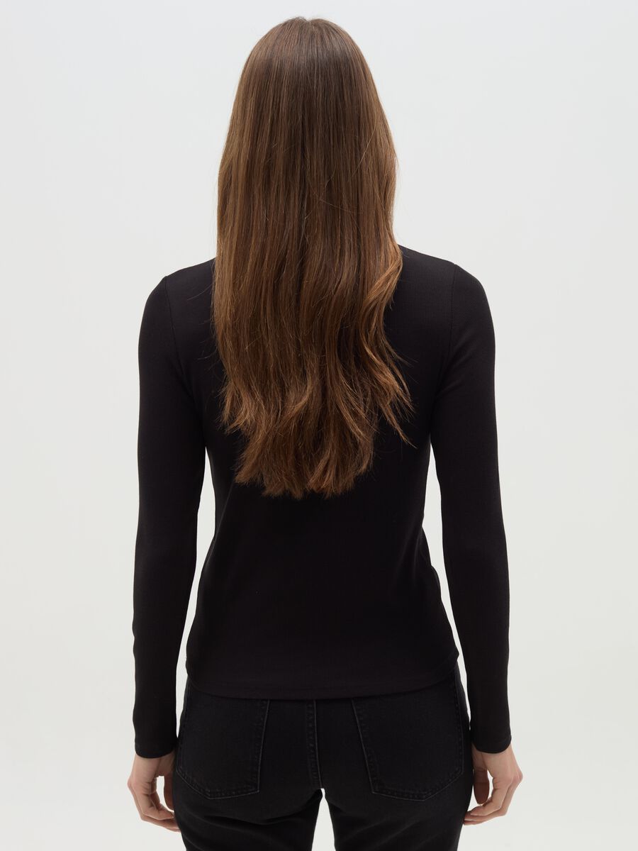 Stretch cotton and modal turtleneck jumper with ribbing_2