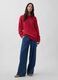 Regular fit red pure cotton crew neck jumper_1