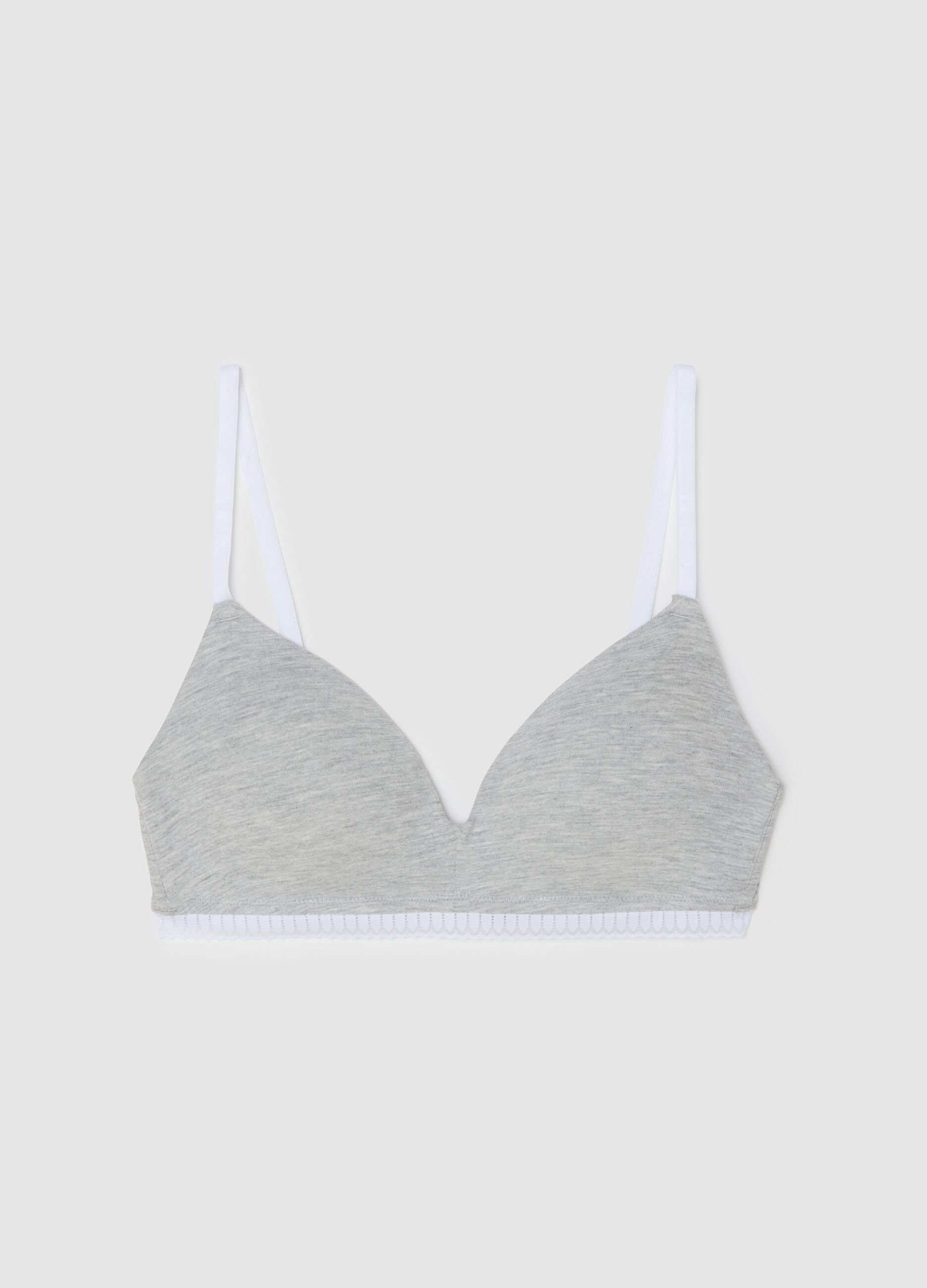 Grey triangle cotton bra with padding