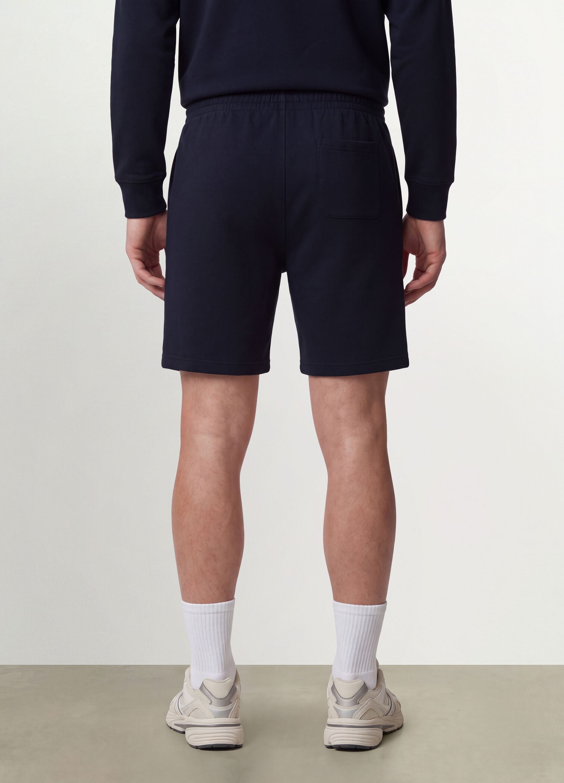 Blue cotton-blend shorts with elasticated waist, regular fit