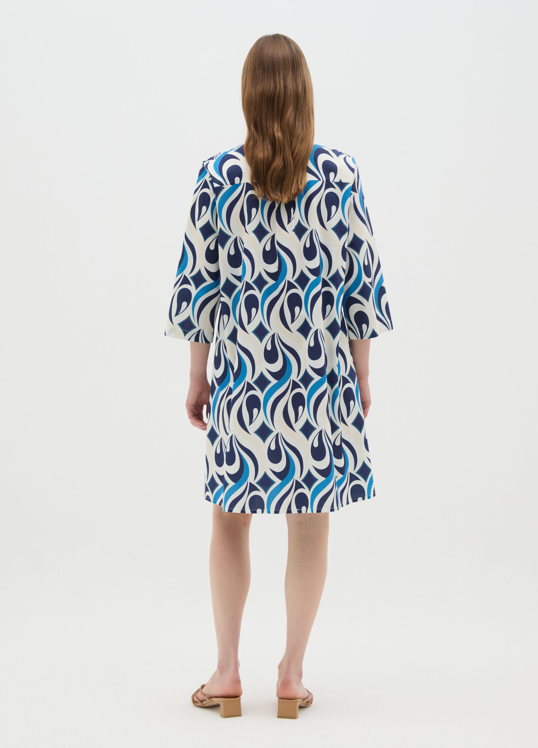 Women's long cotton dress, multicolour, regular fit