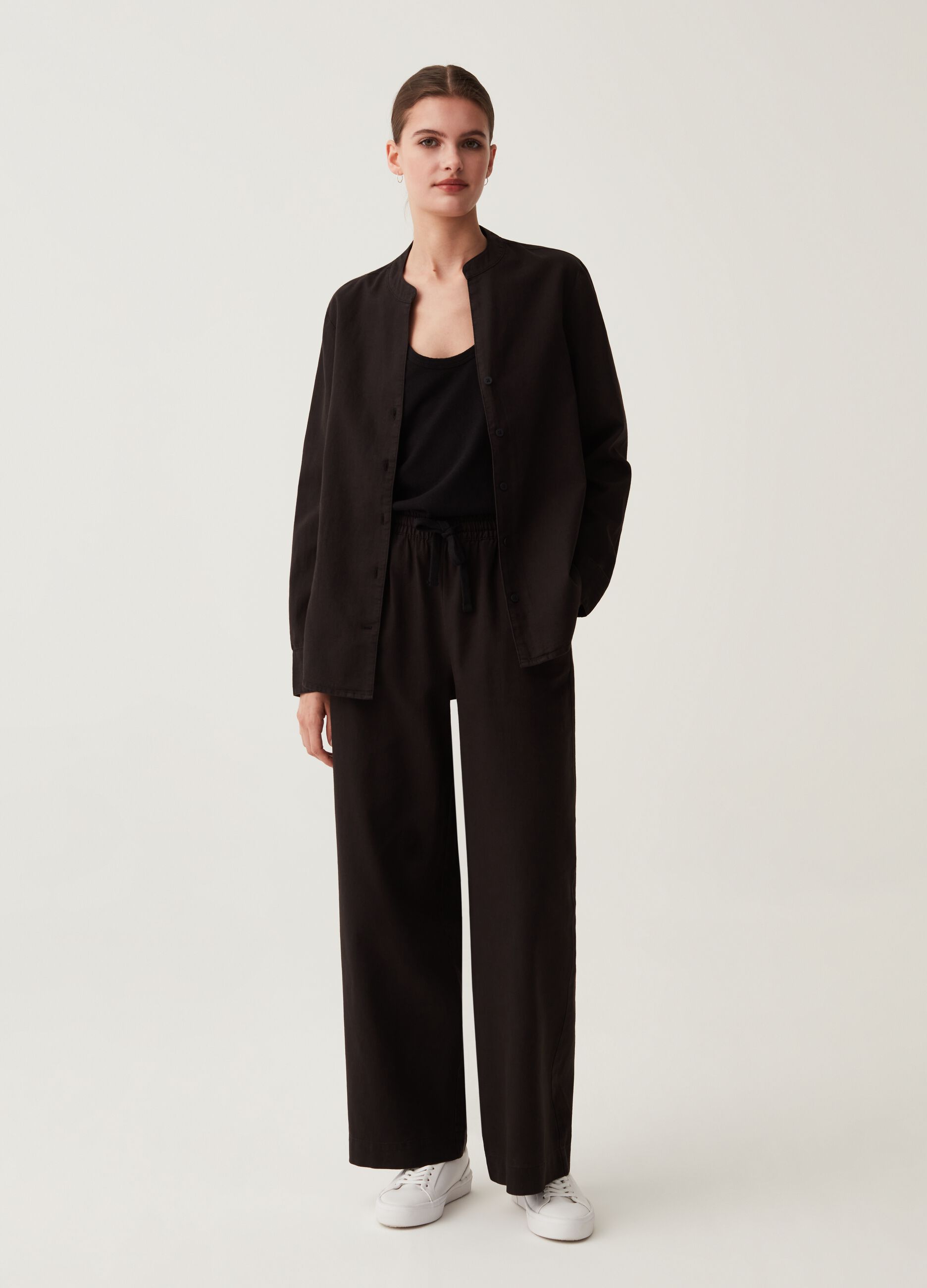 LESS IS BETTER Pantaloni straight fit in lino e cotone_0