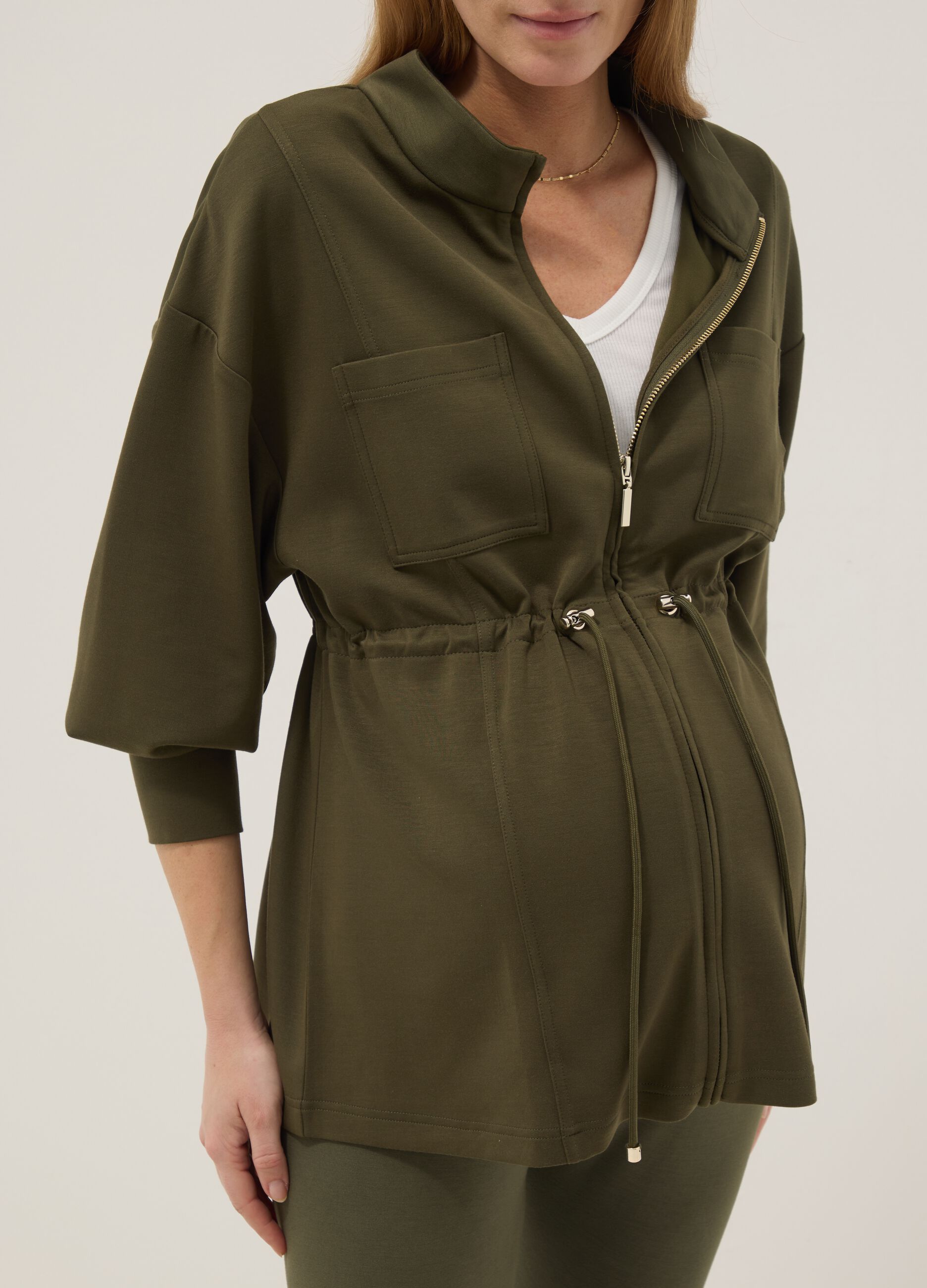 Green relaxed fit maternity sweatshirt in stretch modal blend