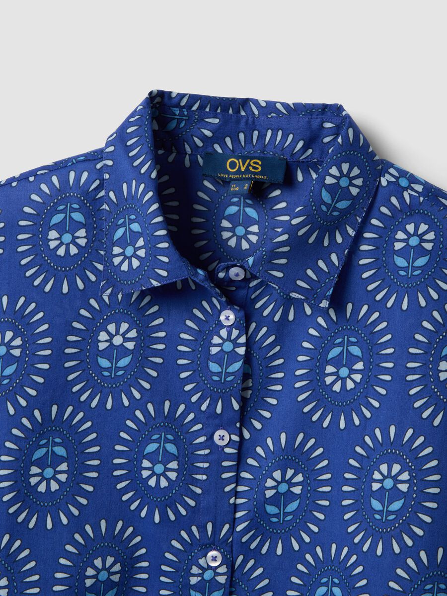 Blue pure cotton patterned kaftan_1