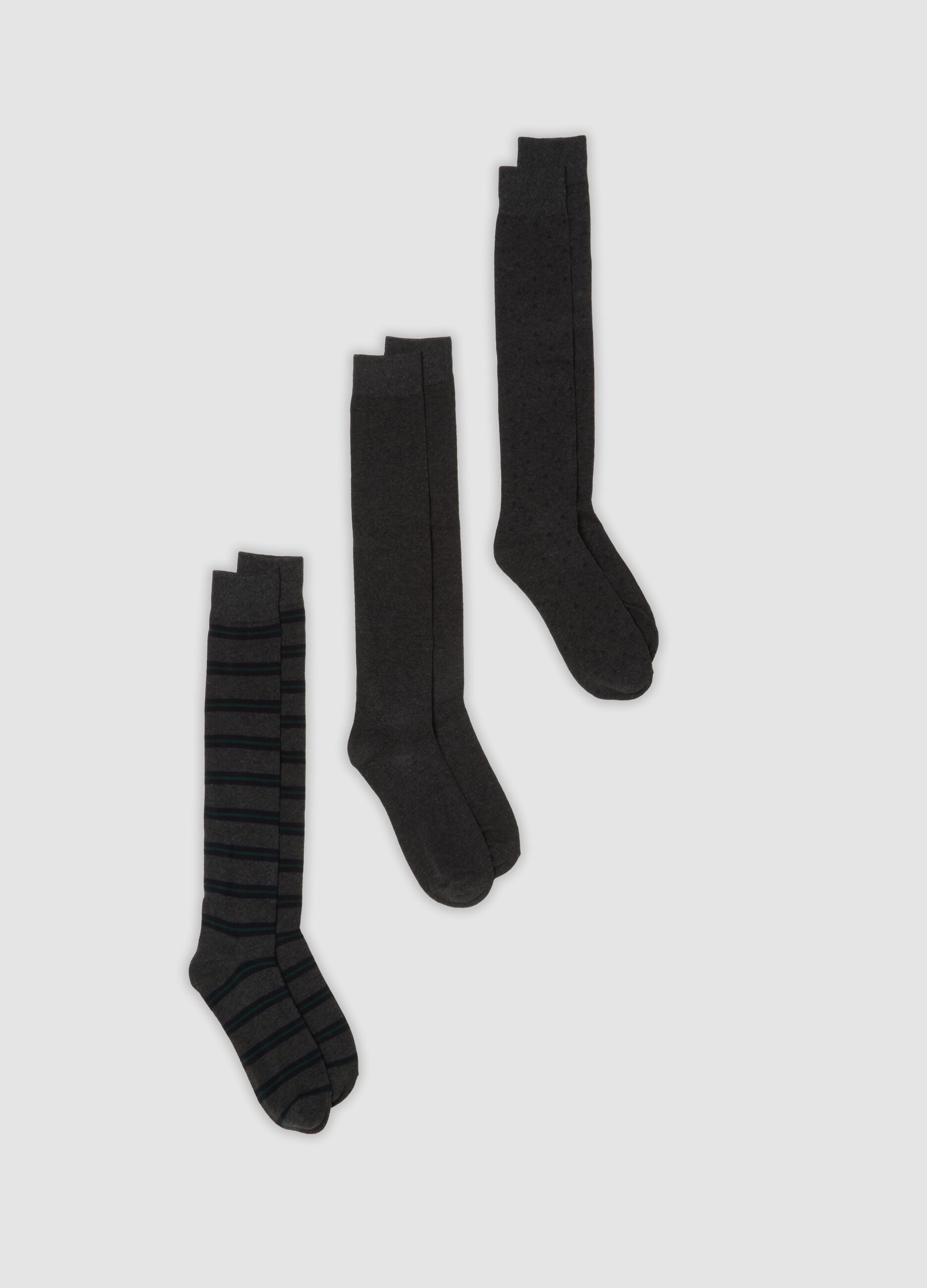 3-pack of long grey socks in stretch organic cotton