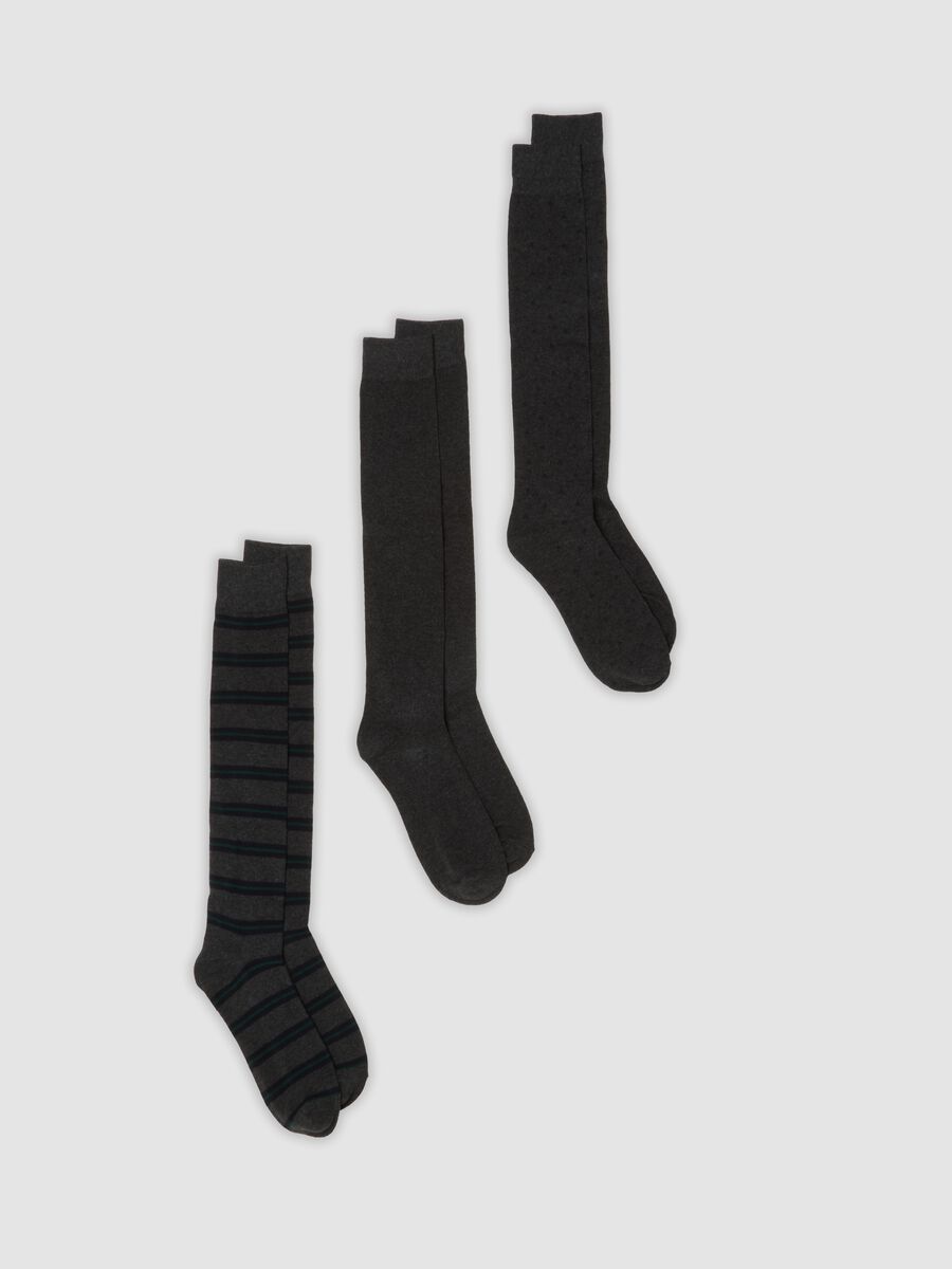 3-pack of long grey socks in stretch organic cotton_0