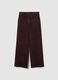 Regular fit brown cotton and velvet trousers_4