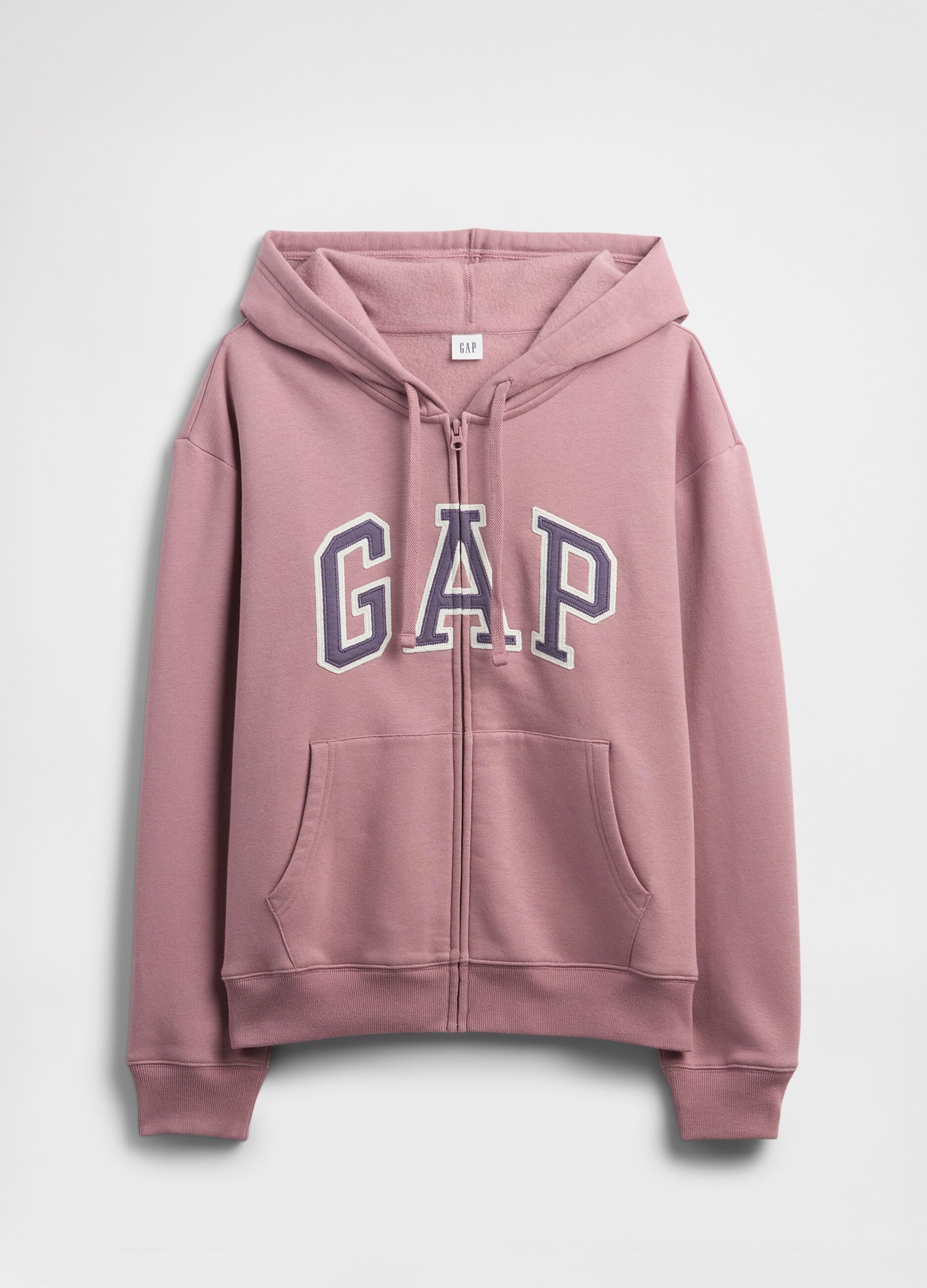 Felpa rosa con cappuccio e zip