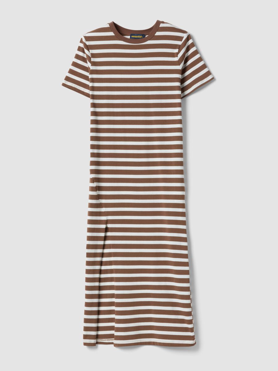 Brown striped stretch-cotton midi dress_0