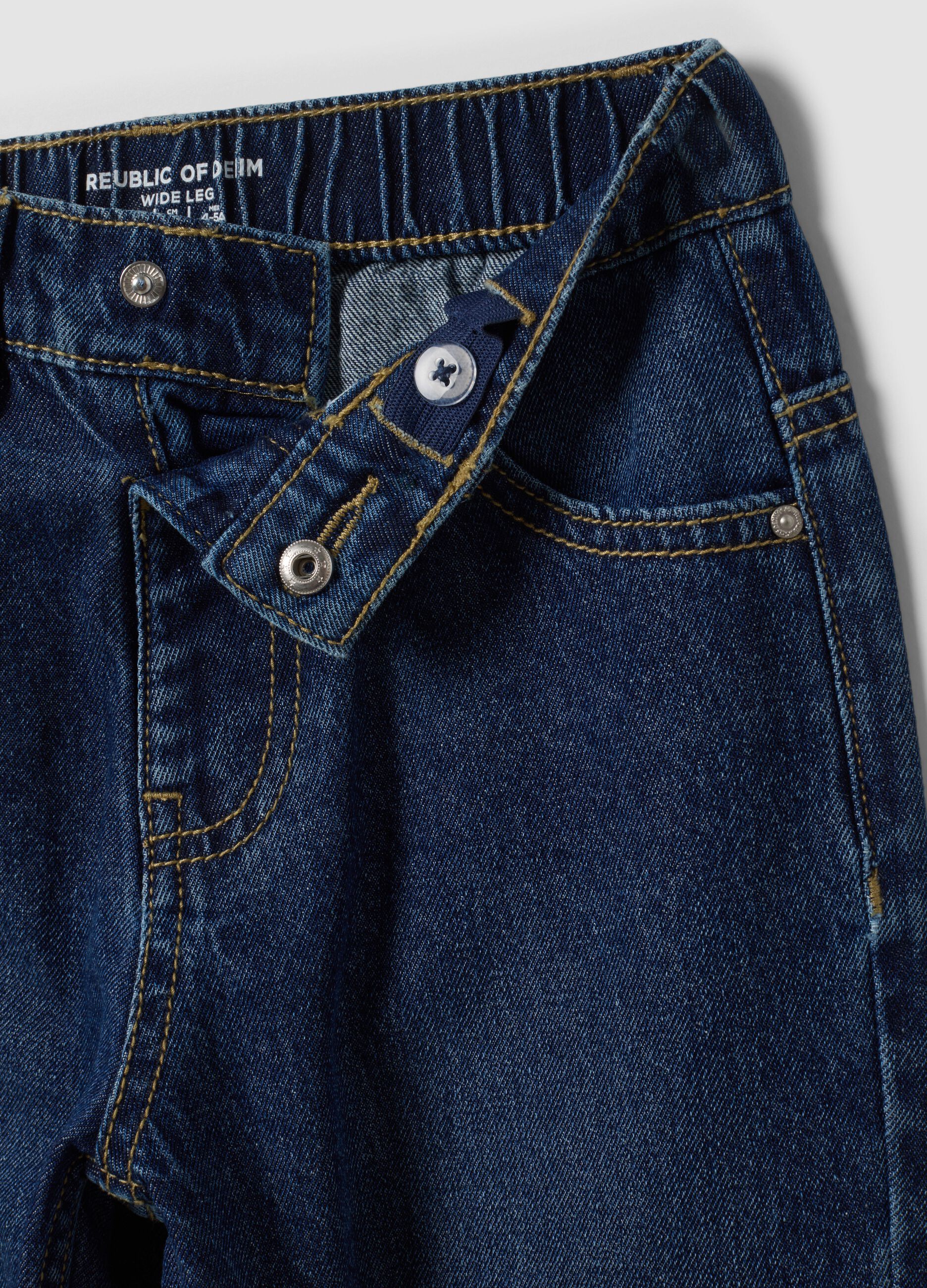 Dark blue pure cotton wide-leg jeans for boys