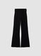 Black flared ribbed pure cotton leggings_4