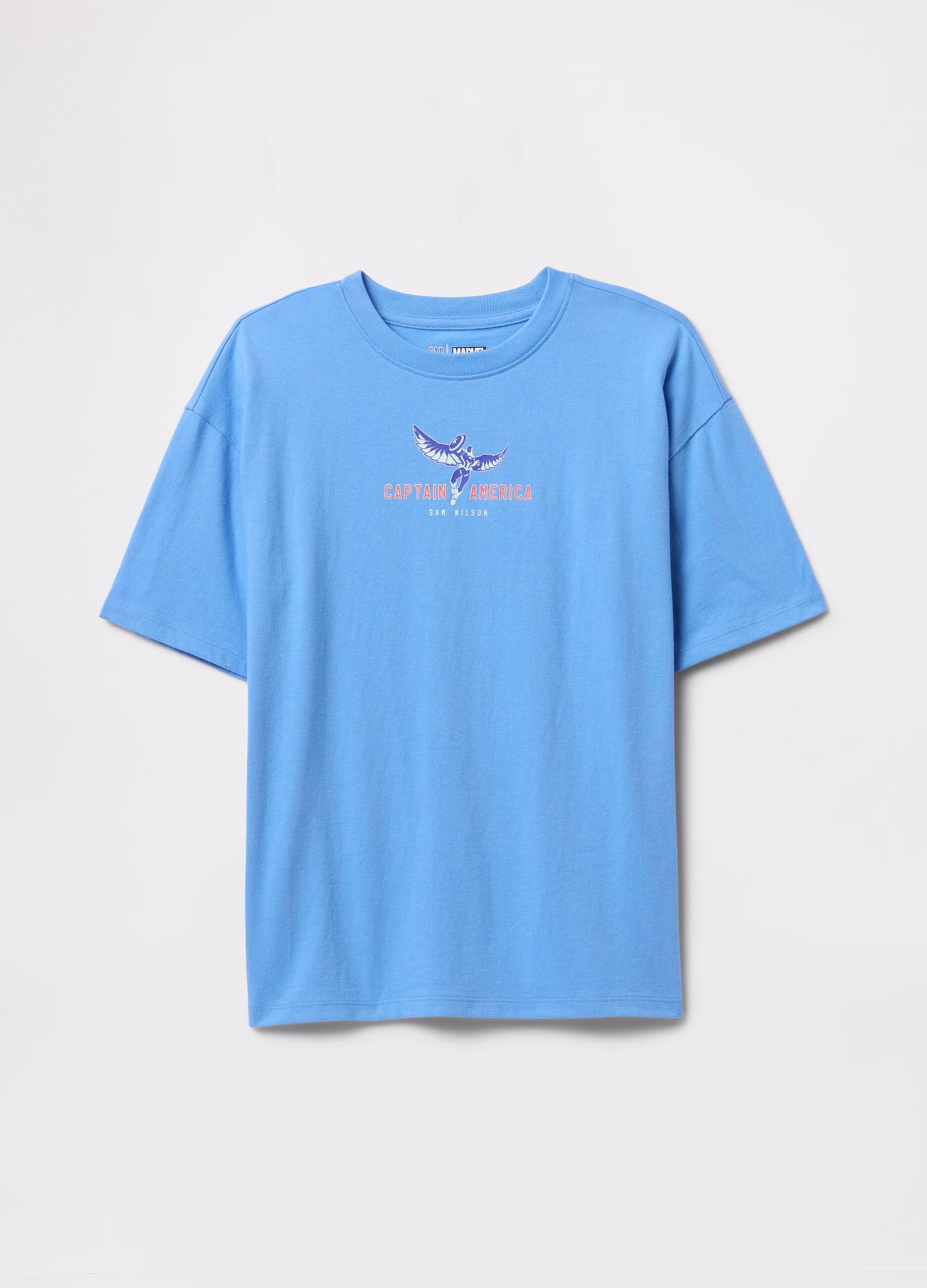 Light blue cotton T-shirt with Captain America print