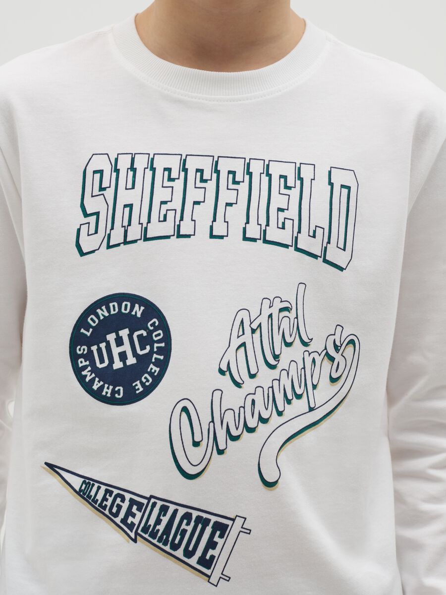 T-shirt a maniche lunghe in cotone con stampa _2