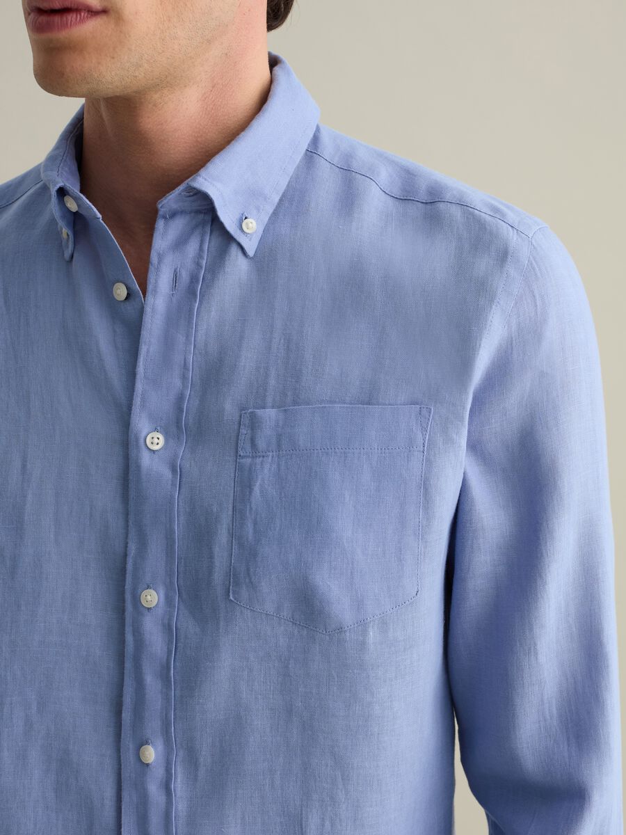 Regular-fit shirt in linen with pocket_3