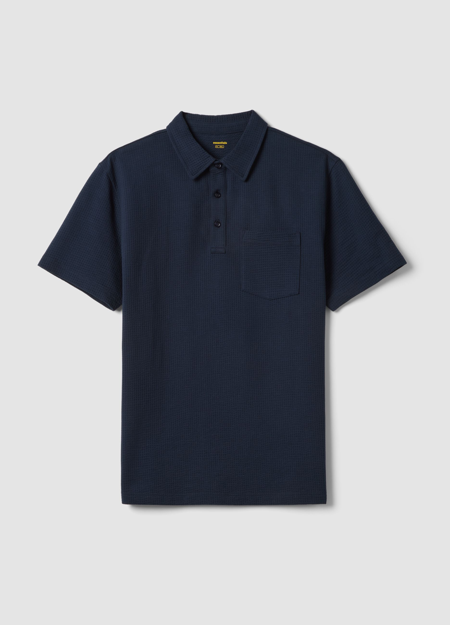 Blue short-sleeved stretch polo shirt