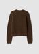 Brown stretchy wool and alpaca crew-neck cardigan_2