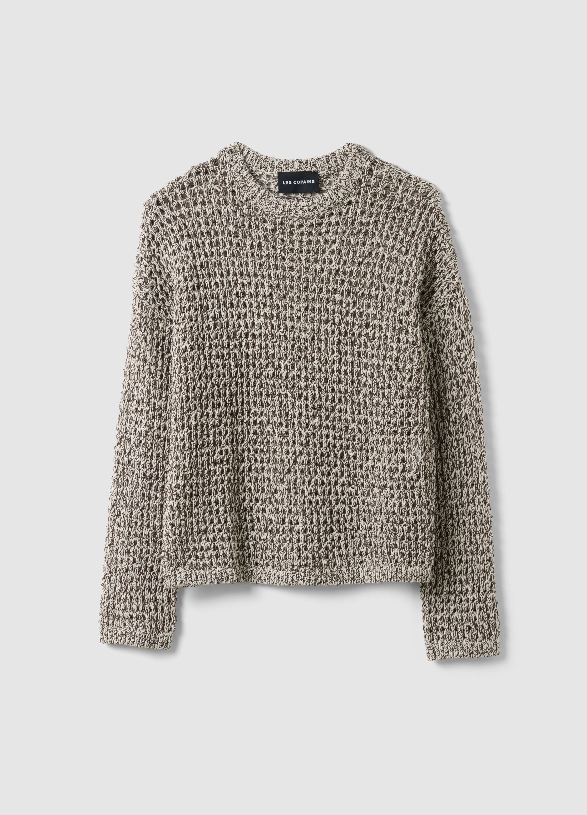 Multicolour cotton blend regular fit pullover with knitted design